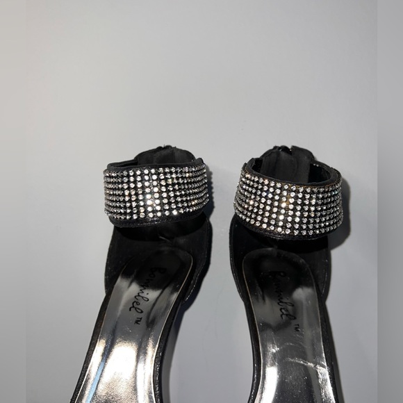 BONNIBEL BLACK RHINESTONE HEELS SIZE 7 - Picture 7 of 10